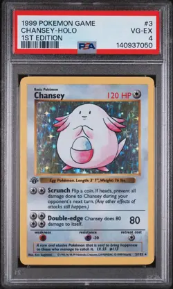 1999 POKEMON GAME 1ST EDITION #3 CHANSEY-HOLO PSA 4 - Image 1