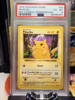 Pokemon Pikachu TCG Base Set Shadowless Common 58/102 🔴Red Cheeks🔴 PSA 6 WOTC - Image 1