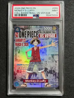 2026 ONE PIECE PROMOS COLLEGE BASKETBALL: US VOYAGE #055 MONKEY D. LUFFY PSA 9 - Image 1