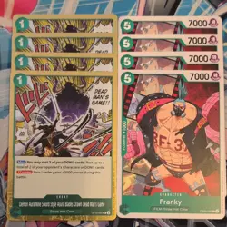 4 x Demon Aura Nine Sword Style ... OP12-037 R & 4 x Franky OP02-039 C One Piece - Image 1