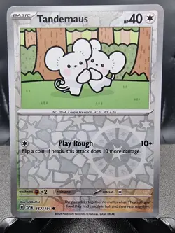 2024 Pokemon TCG Tandemaus 157 Surging Sparks Reverse Holo Card - Image 1