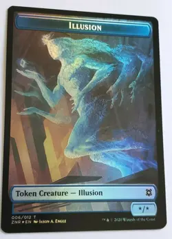 MTG Zendikar Rising ZNR Full Art Plant (008) + Illusion (006) Dbl Tkn Foil M/NM - Image 4