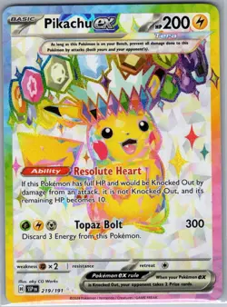 Pikachu ex - 219/191 SV08: Surging Sparks - Pokemon Card - NM - Image 1