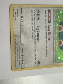 Pokemon Snorlax Holo Rare Sm-Unbroken Bonds 158/214 HP150 Lazy Eating Ability - Image 2