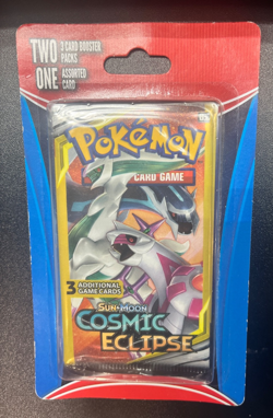 Pokemon Sun and Moon Cosmic Eclipse two (2) 3 Card Packs and Bonus Card!- Sealed - Image 1