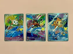 Pokemon TCG First Partner Illustration Collection Gen 7 Starters Cards - Image 1