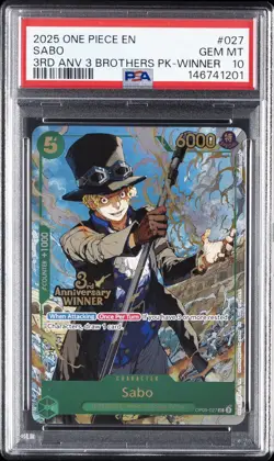 2025 ONE PIECE 3RD ANNIVERSARY TOURNAMENT 3 BROTHERS PACK WINNER SABO PSA 10 - Image 1