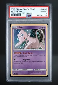 2019 Mew SM215 Black Star Promo Pokemon Card PSA 8 NM-MT Holo Rare Sun Moon - Image 1