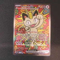 Meowth EX 121/088 Full Art Holo Rare English Pokemon TCG Cat Basic Card - Image 1