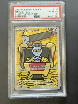 Pokemon TCG Gimmighoul Paradox Rift 198/182 Illustration Rare PSA 10 - Image 1