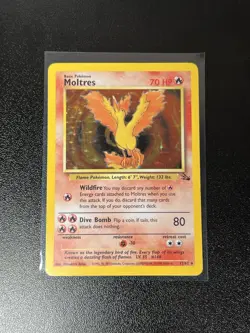 Pokemon Moltres 12/62 Holo Rare Fossil 1999 WotC LP Vintage - Image 1