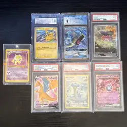 6x Pokemon GRADED CARD LOT (PSA, CGC) +1 FREE 1999 VINTAGE HYPNO (includes case) - Image 1