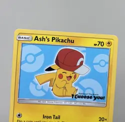 Pokemon Ash's Pikachu SM113 Promo Card 2017 Basic Regular Iron Tail Electro Ball - Image 2