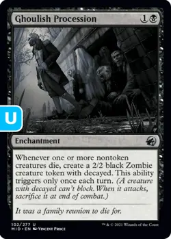 MTG Ghoulish Procession Innistrad Midnight Hunt U Enchantment NM - Image 1
