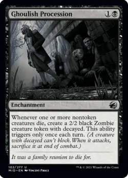 MTG Ghoulish Procession Innistrad Midnight Hunt U Enchantment NM - Image 2