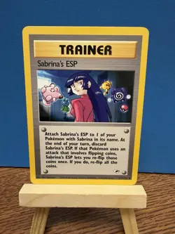 Pokemon TCG Sabrina’s ESP 117/132 Gym Heroes WOTC Vintage Trainer Card - Image 1