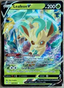 2021 POKEMON TCG EVOLVING SKIES LEAFEON V ULTRA RARE HOLO 007/203 NM+ QTY - Image 1