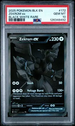 2025 POKEMON BLK EN-BLACK BOLT BLACK WHITE RARE #172 ZEKROM EX PSA 10 - Image 1