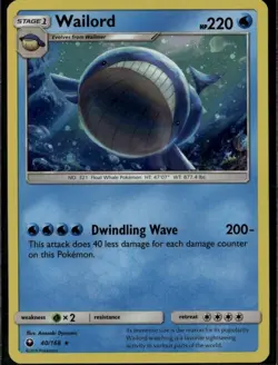 Wailord 40/168 Cosmos Holo Promo Blister Exclusives 040/168 Water Holo Pokemon C - Image 1