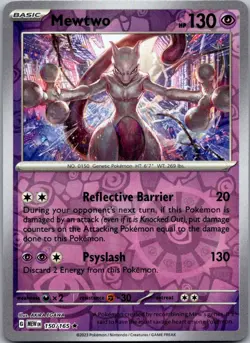 Mewtwo 150/165 Rare 151 Pokemon Reverse Holo Near Mint - Image 1
