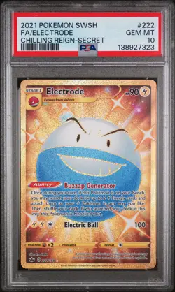 Electrode Pokemon Sword & Shield Chilling Reign 222/198 Gold PSA 10 - Image 1