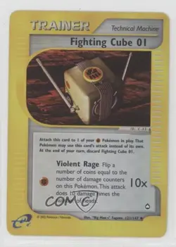 Fighting Cube 01 Reverse Foil Pokemon e-Card Series Aquapolis #121 2002 - Image 1