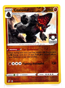 Coalossal 107/192 Reverse Holo Pokemon League Stamped Rebel Clash LP - Image 1