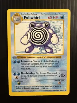 Pokemon Card - Poliwhirl Base Set Shadowless 38/102 1st Edition Uncommon - Image 1