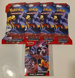 Pokemon Destined Rivals Sleeved Booster Pack x4 and 1x Booster Bundle New Sealed - Image 1