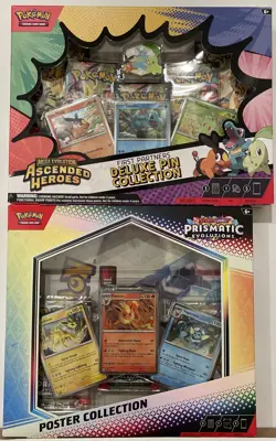 Pokemon Prismatic Evolutions Poster And Ascended Heroes Deluxe Pin Collection! - Image 1