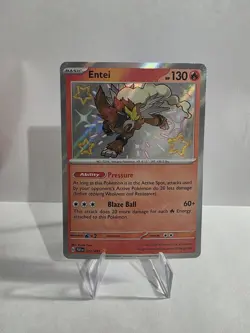 Pokemon Entei 112/091 SV: Paldean Fates Shiny Rare Holo Basic 130 HP - Image 1
