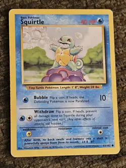 Pokemon TCG Trading Card Game Classic Squirtle base set unlimited 63/102 - Image 1