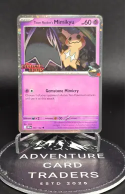 Team Rocket’s Mimikyu 087/182 Stamped Holo Destined Rivals Pokemon Card - Image 1