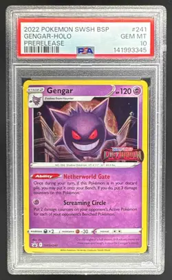 2022 Pokemon SWSH Lost Origin Prerelease Promo SWSH241 Gengar PSA 10 141993345 - Image 1