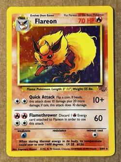 Pokemon TCG Flareon Jungle 3/64 Holo Unlimited Holo Rare (NM) - Image 1