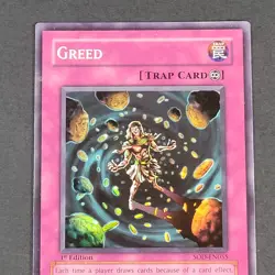 Yugioh TCG - Greed - SOD-EN055 - NM - 1st Edition - Super Rare - Trap Card, 2005 - Image 5