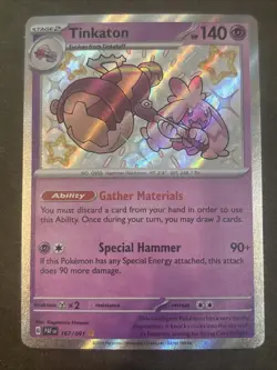 Tinkaton 167/091 SV: Paldean Fates Shiny Holo Pokemon TCG NM - Image 1