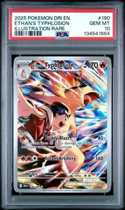 2025 Pokemon DRI EN Ethan's Typhlosion Illustration Rare #190 PSA 10 GEM MINT - Image 1