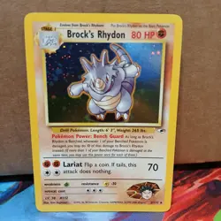 Pokemon TCG Brock's Rhydon Gym Heroes 2/132 Holo Unlimited Rare LP Condition - Image 1