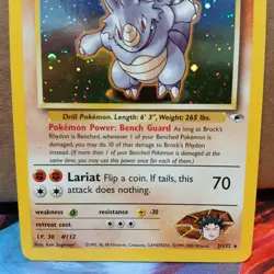 Pokemon TCG Brock's Rhydon Gym Heroes 2/132 Holo Unlimited Rare LP Condition - Image 3