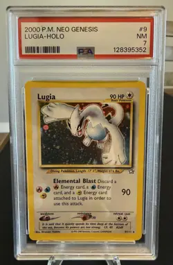2000 Pokemon Neo Genesis Lugia #9 Holo Unlimited PSA 7 NM – Vintage WOTC - Image 1