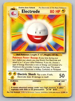 ELECTRODE 21/102 RARE BASE SET UNLIMITED POKEMON DMG - Image 1