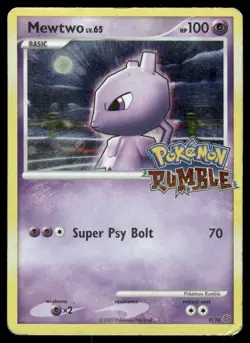 Pokemon Cards Mewtwo 9/16 Holo Pokemon Rumble DMG *CREASE* - Image 1