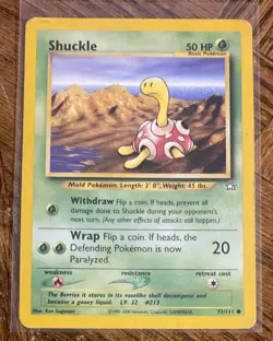 2000 POKEMON NEO GENESIS SHUCKLE CARD 72/111 BASIC 50 HP - Image 1