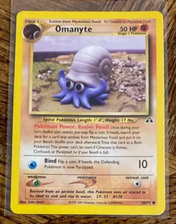 2001 POKEMON NEO DISCOVERY OMANYTE CARD 60/75 STAGE 1 50 HP - Image 1