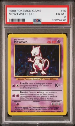 Pokemon Mewtwo Base Set Holo Rare Card 10/102 1999 Wizards Vintage PSA 6 - Image 1