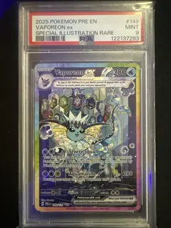 Pokemon 2025 Pre-EN Sir Vaporeon EX #149 PSA 9 - Image 1