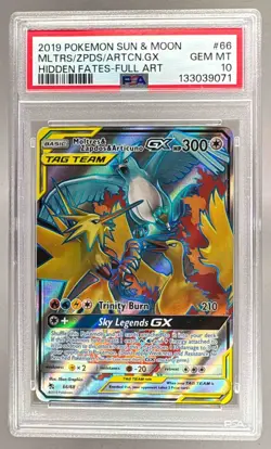 2019 Pokemon Sun Moon Hidden Fates 66 Moltres Zapdos Articuno GX PSA 10 9071 - Image 1