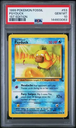 1999 Pokemon 1st Edition Fossil Psyduck | PSA 10 Gem Mint - Image 1
