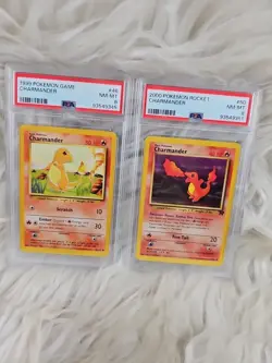 2 PSA 8 MINT 1999/2000 Pokemon Game Unlimited Base Set Charmander #46 #50 Rocket - Image 2